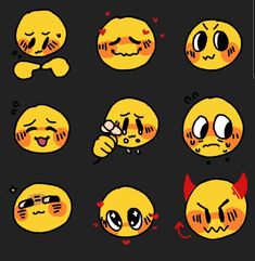 an image of different emoticions on a black background with text that says, i love you