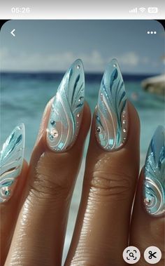 Hot Summer Nails 2024, Summer Nail Art 2024, Glass Nails Designs, Tiffany Nails, Tiffany Color, Cruise Nails, Beachy Nails, Easter Nail Art