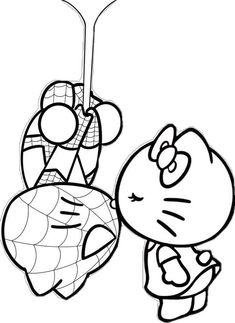 a cartoon character hanging from a spider web