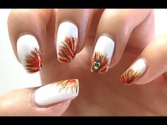 Nail Art Designs Brush Strokes, Turkey Nails Designs Easy, Turkey On Nails, Turkey Feather Nails, Apple Nail Art Fall, Strokes Nail Art Designs, Thanksgiving Nail Art Turkey, Thank Giving Nails Design, Thanksgiving Nails Turkey