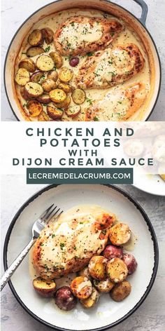 chicken and potatoes in a creamy cream sauce