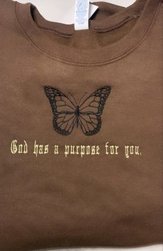 50/50 polyester/ cotton Embroided by us <3 Please check the size chart for correct sizing!! Reminder for people to trust God for their purpose and to remind others they are here for a reason! Christian Clothing Brand, Brown Crewneck, College Fits, Indian Men Fashion, Embroidery Tshirt, For A Reason, Fashion Fits, Christian Clothing, Butterfly Design