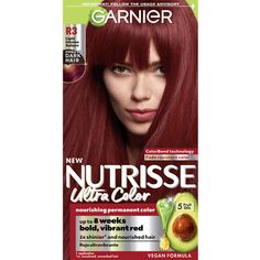 Garnier Nutrisse Nourishing Hair Color Creme, R3 Light Intense Auburn, Garnier Nutrisse Ultra Color Nourishing Hair Color Creme delivers up to 8 weeks of bold vibrant color for all hair textures and even dark bases with intensity-enhancing Color Boost technology. Garnier Nutrisse is the only hair color creme with a separate ampoule of grapeseed oil that you snap and pour directly into your mix. Lock in moisture and color with our after color mask infused with triple oils avocado, olive, and shea Garnier Hair Dye, Color Mask, Dyed Hair Blue, Dyed Hair Purple, Light Auburn, Dyed Red Hair, Hair Textures, Hair Color Auburn, Hair 2024