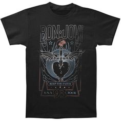 Adult Short Sleeve Tshirt. Retro Graphic Tees, Keep The Faith, Bon Jovi, Tour T Shirts, Vintage Tees, Print Patterns, Mens T, Graphic Tees, Mens Outfits