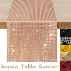 sequin table runner in various colors and sizes