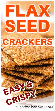 a stack of crackers with the words easy and crispy written on it in red