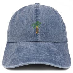 Stitchfy Palm Tree Embroidered Washed Cotton Adjustable Cap -100% Cotton -Low Profile, Pigment Dyed, Cotton Twill Washed Cap -6 Panels with 6 Embroidered Ventilation Eyelets -Self-Fabric Strap with Easy Adjustable Brass Snap Buckle Closure -One Size Fits Most -High Quality Embroidered Cap Shipping - Shipment leaves warehouse in 1 Business Day. - Free Shipping to Domestic Destinations (US). Returns/Exchanges - Items must be returned within 30 days of purchase for refund or exchange to different i Casual Embroidered Trucker Hat With Flat Bill, Casual Blue Embroidered Dad Hat, Casual Embroidered Dad Hat With Flat Bill, Casual Embroidered Snapback Hat, Casual Embroidered Dad Hat, Sunflower Patch, Embroidered Cap, Embroidered Caps, Beautiful Hats