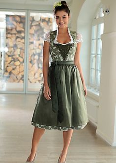 Green Dirndl Dress, Country Line, Maid Dress, Feminine Dress, Bavaria, Sewing Clothes