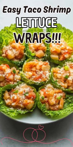 lettuce wraps filled with shrimp and topped with parmesan cheese