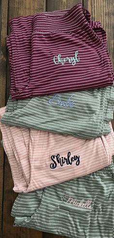 All orders placed by Monday, December 9th will ship for Christmas Delivery.Personalized Pajama Pants - Monogrammed Pajama Pants - Monogrammed Lounge Pants These tri- blend jersey pants are as soft and easy as it gets.  You'll love the retro vibe of the extra-wide leg as well as the pretty smocked elastic waistband that won't bind or cinch.   These pants offer a relaxed fit and breathable comfort. Specially designed for ladies,. These lounge-worthy pants are great for relaxing weekends and make g Sage Blush, Iron Pants, Monogrammed Pajamas, Wide Leg Lounge Pants, Personalized Pajamas, Seersucker Shorts, Jersey Pants, Pajama Pant, Sleep Shorts