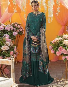 Green Lehenga style Salwar Kameez Georgette Salwar Kameez in Embroidered, Stones & Lace Work:Arabic Attire #latestsuitstyles #designerchuridar #kurtasalwarforladies #salwarsuitonlineshopping #designsuit #salwartop #suitindia #trendindiaonlineshopping #salwarsonline #suitsforladies #shalwaarkameez #newsuitstyle #salwardesigns #suitindian #suitsladies #suitdesignsforgirls #designersalwar #kurtisalwar #womenlongsuit #salwarkurti Luxury Blue Salwar Kameez For Transitional Season, Luxury Festive Georgette Salwar Kameez, Luxury Unstitched Blue Salwar Kameez, Luxury Embellished Georgette Salwar Kameez, Luxury Blue Salwar Kameez For Traditional Ceremonies, Luxury Blue Elegant Salwar Kameez, Luxury Georgette Salwar Kameez With Cutdana, Luxury Resham Embroidered Georgette Salwar Kameez, Luxury Bohemian Floor-length Salwar Kameez