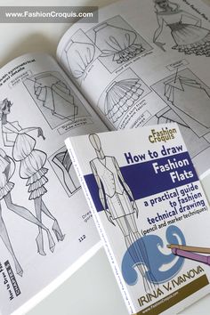 the book is open to show how to draw fashion plates and instructions on how to use them