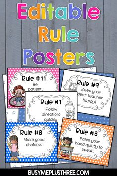 editable rules posters for students to use on their classroom desks or in the classroom