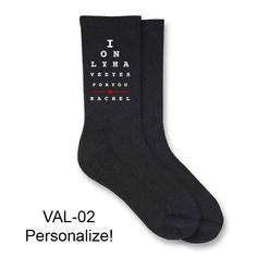 I Only Have Eyes For You! A great Wedding, Engagement, Anniversary and Valentine's Day gift idea! Personalized and custom printed socks for men! NOTE - Our socks are made to order and we can print almost anything on the socks, and each pair you order can be fully customized. Send us a note if you need a specific quantity or have any questions and we can set up a private listing for you. Contact us to save 20% on 3 to 8 pairs of socks, and even more saving on 9+ pairs of socks! PLEASE BE SURE TO Printed Socks, Wedding Socks, Personalized Socks, Socks For Men, Novelty Socks, Valentine Day Love, Engagement Anniversary, Mens Casual, Casual Socks