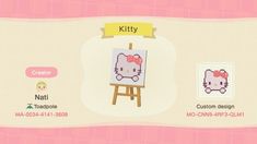 an animal crossing game with hello kitty on it's easel and other items