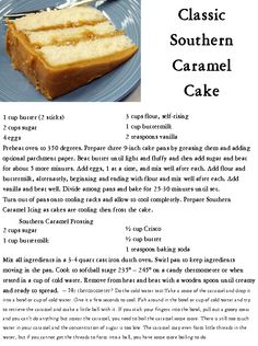 the recipe for classic southern caramel cake