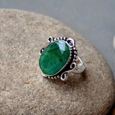 Emerald Gemstone Ring -May Birthstone - 925 Sterling Silver Emerald Ring -Natural Emerald Ring-Designer Ring Jewelry- Yellow Gold Gift Ring Emerald is the purest representation of the open and active heart chakra. Emerald can help one to remain centered in the hearts wisdom. Emerald is known to help one overcome "heartbreak" helps one remember to give love to oneself and to others. Emerald brings and energy of hope, encouragement, abundance, and gentle love and compassion. Size/Dimension (Approx May Birthstone Emerald Ring With Natural Stones, May Birthstone Crystal Ring For Jewelry Making, Silver Emerald Ring With Natural Stones, May Birthstone Ring With Large Stone, Sterling Silver Emerald Ring With Natural Stones For Anniversary, Oval Rings With May Birthstone And Natural Stones, May Birthstone Oval Rings With Natural Stones, May Birthstone Rings With Natural Stones, Oval Natural Stone Ring For May Birthstone