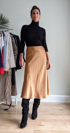 Slip Skirt Boots, Slip Skirt Leather Jacket Outfit, Silk Skirt With Boots Outfit, Slip Skirt With Boots, Silk Skirt With Sweater Outfit, Copper Satin Skirt Outfit, Slip Skirt Boots Outfit, Silk Skirt Boots Outfit, Slip Skirt Fall Outfit