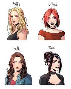 four girls with different hair types