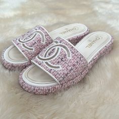 Size 41 Chanel Sandals Authentic From Boutique Excellent Condition Chanel Mules, Chanel Slides, Chanel Sneakers, Fashion Shoes Sandals, Cork Sandals, Chanel Chanel, Chanel Sandals, Pink Chanel, Luxury Products