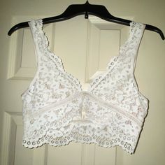 Nwt~~Victoria Secret Body By Victoria Lace Bralette, Coconut White, Size M White Camisole Bra With Lace Trim, White Lace Trim Camisole Bra, White Stretch Lace Bra, White Lace Stretch Bra, Victoria's Secret Lace Tops With Lace Trim, Victoria's Secret Lace Tops Bra Friendly, Victoria's Secret Lace Trim Bra, White Stretch Bra With Lace Trim, White Lace Bra-friendly Top