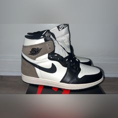 Brand New Air Jordan 1 Retro High Og 'Dark Mocha' 100% Authentic . Size 8.5 Nike Jordan Leather Shoes With Contrast Sole, Air Jordan 1 Black And White, White Nike High Tops, Nike Air Jordan Low, Vapormax Plus Black, Nike Air Max Command, Nike Vapormax Flyknit, Jordan 1 Black, White Sneakers Men