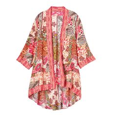 Light, beautiful boho-style red-patterned kimono looks lovely with jeans and a white Tee or a maxi dress. All-around border is a complementary print. 100% Viscose. Machine wash. (Imported.) Print Kimonos, Women Names, White Tee, Getting Cozy, Boho Style, 5 Star, Boho Fashion, Lounge Wear, Maxi Dress