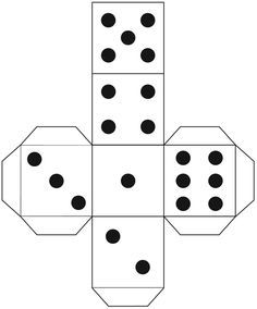 four dices are arranged in the shape of a cross, with black dots on them