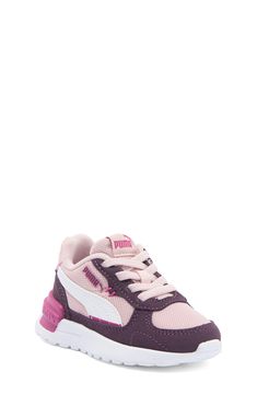 Watch your child run around and play when they sport this supportive pair of sneakers. Round toe   Lace-up vamp   Textile upper, rubber sole   Imported   PUMA has received the Fair Labor Association accreditation, which signifies that the company has effective systems and procedures in place to successfully uphold fair labor standards throughout its supply chains, including strategies and tools to address and improve working conditions Synthetic Running Shoes With Studded Rubber Outsoles For Training, Low-top Sneakers With Studded Outsoles For Training, Lace-up Running Shoes With Studded Outsoles For Training, Training Running Shoes With Studded Rubber Outsoles, Sporty Breathable Sneakers For Playtime, Sporty Breathable Sneakers For Casual Wear, Pink Sports Sneakers With Studded Outsoles, Pink Sneakers With Studded Outsoles For Sports, Low-top Non-slip Training Sneakers