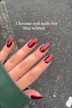 Chrome Red Nails, Chrome Red, Nagellack Trends, Red Nail, Xmas Nails, Pretty Acrylic Nails, Chic Nails, Cute Acrylic Nails