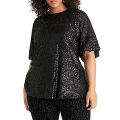 Rachel Rachel Roy Drea Sequin Short Sleeve Blouse Glittery Short Sleeve Top Covered In Sparkling All Over Sequins - Keyhole Back W Button Closure - Crew Neck - Elbow Length Sleeves - Polyester - Nwt Anniversary At Home, Pop The Champagne, Date Activities, Sequin Short, Printed Flare Pants, Dirty 30, Velour Tops, Sequin Shorts, Top Plus Size