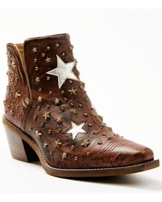 Womens Cowgirl Boots, Hot Boots, Cowgirl Outfits, Star Design, Shoe Obsession, Distressed Leather, Cognac, Side Zip, Bags Women