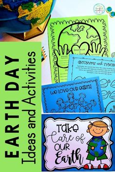 the earth day activities and crafts for kids to do with each other are shown on a table