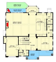 the first floor plan for this house shows the living room and dining area, as well as