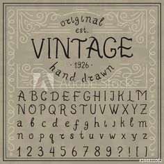 an old fashioned font and numbers set in the style of art nouveau, hand drawn