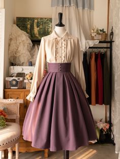 This price includes a shirt only, others are not included.   	 		 			Size 			S 			M 			L 			XL 			2XL 		 		 			Shoulders 			38 			39.5 			41 			42.5 			44 		 		 			Bust Pleats Skirt, Fantasy Dress, Fall Skirts, Historical Dresses, Pleated Midi Skirt, Gray Skirt, Fantasy Fashion, Modest Fashion, Pretty Dresses