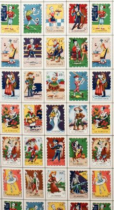 many different postage stamps with cartoon characters on them