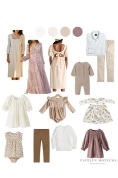 several different types of clothing and clothes for babies, toddlers, and older children