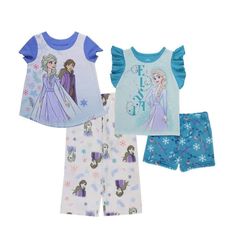 Brand New In Original Packaging Disney Frozen Kids Girls 4-Piece Pajama Set Includes: 2 Tops 1 Shorts 1 Pants Items As Pictured Frozen Love, Mickey Mouse Pajamas, Frozen Kids, Childrens Pyjamas, New Disney Princesses, Disney Pajamas, Frozen Anna, Disney Princess Frozen, Princess Kids