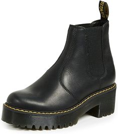 This boot might be my favorite Dr Marten shoe. It's tough and strong, yet feminine. The platform looks great with a skirt or dress, but is still very walkable and comfortable. They didn't take much breaking in for me, and they'll last decades. These beauties are currently half off, and they are a perfect black boot for spring! Rometty Chelsea Boot, Dr Martens Chelsea Boots, Autumn Shoes Women, Boot Fashion, Dr Martens Womens, Platform Chelsea Boots, Breaking In, Beautiful Boots, Leather Chelsea Boots