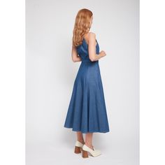 Ode Classy Blue Denim Midi Dress | UNDRESS | Wolf & Badger Elegant Denim Blue Dress For Summer, Elegant Summer Denim Dress, Indigo Dresses For Summer Workwear, Summer Workwear Indigo Dress, Denim Blue Midi Dress For Summer Workwear, Elegant Medium Wash Summer Dress, Chic Dark Wash Midi Dress For Summer, Chic Dark Wash Summer Midi Dress, Elegant Denim Blue Midi Denim Dress