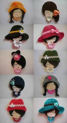 many different types of hats with pearls on them