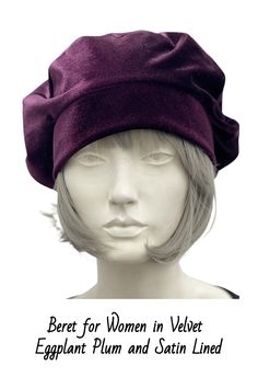 Beret for Women in Velvet Eggplant Plum and Satin Lined https://www.bostonmillinery.com/products/beret-for-women-in-velvet-eggplant-plum Winter Brimmed Adjustable Fascinator, Adjustable Brimmed Fascinator For Winter, Adjustable Brimmed Bonnet For Fall, Fitted Fall Cap, Fitted Fall Felt Cap, Fitted Felt Cap For Fall, Classic Fitted Cloche Cap, Adjustable Brimmed Elegant Beret, Vintage Adjustable Cloche Hat For Fall