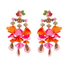 Vibrant silk, feathers, semi-precious gems. Feather Party Jewelry For Summer, Sea Coral, Semi Precious Gems, Coral Earrings, Summer Earring, Couture Jewelry, Nyc Fashion, Face Framing, Drops Design