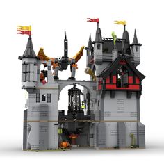 a castle made out of legos on a white background