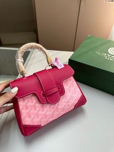 Pink Goyard, Goyard Purse, Pink Designer Bags, Multi Colored Bag, Handbag Essentials, Goyard Bag