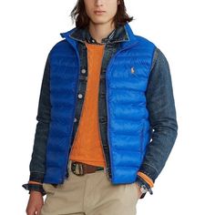 Polo Ralph Lauren Lightweight Quilted Hooded Puffer Vest Size Xxl Mockneck. Full-Zip Front With A Flap At The Top That Prevents Chafing. Elasticized Armholes. Two Front Waist Zip Pockets. Packs Into The Right Pocket, Which Has A Carrying Loop At The Interior. Drawstring Hem. Fully Lined And Filled. Signature Pony Embroidered At The Left Chest And Printed At The Packable Bag. Filled With Polyester Fiber That Mimics The Look, Feel, And Performance Of Down. Compressible, Lightweight, And Super Soft Polo Ralph Lauren Vest, Sleeveless Puffer, Star W, Winter Vest, Blue Vests, Man Down, Packable Jacket, Blue Polo, Sleeveless Jacket