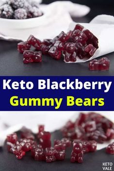 keto blackberry gummy bears on a table