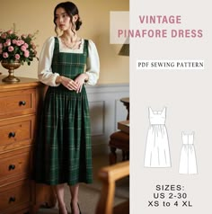 the vintage pinafore dress pattern is available in sizes us 12 - 18xl