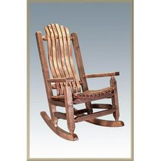 a wooden rocking chair made out of wood